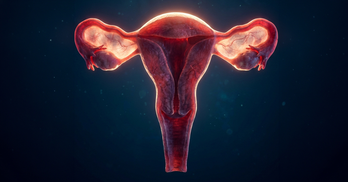 Anatomia dell’utero umano con ovaie e tube di Falloppio